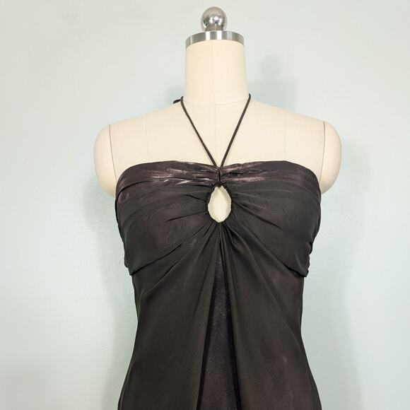 Vintage Betsy Adam Prom Dress Maxi Gown M Brown Y2K 90S Fairy Grunge Empire - Picture 4 of 14
